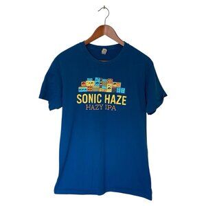 Sonic Haze Hazy IPA Blue Short Sleeve T-Shirt Men's L Starr Hill Brewery